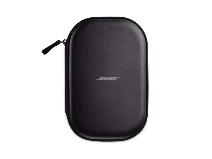 Black Bose carrying case for headphones against a dark background.