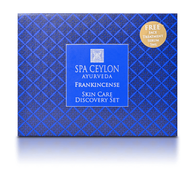 Spa Ceylon Ayurvedic Frankincense Skin Care Discovery Set in blue packaging.