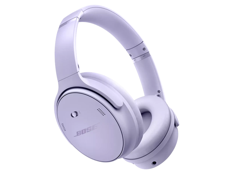 Sleek lavender Bose wireless over-ear headphones.