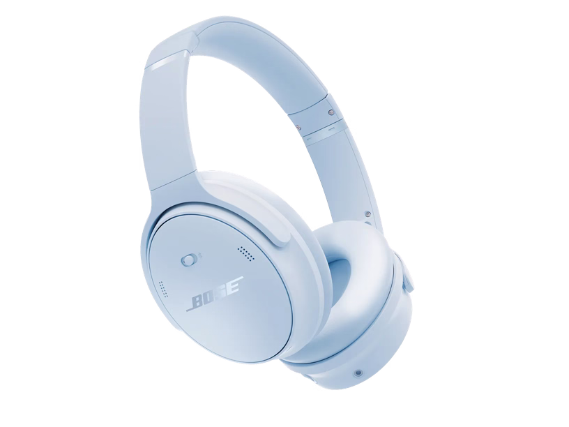 Sleek white wireless over-ear headphones with a modern design.