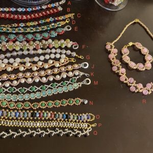Colorful beaded bracelets array with pink floral set