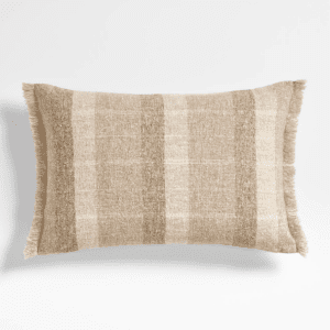 Woven Wool Blend Fringe Stripe Throw Pillow Cover
