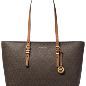 Quinn Large Signature Logo and Leather Tote MICHAEL KORS