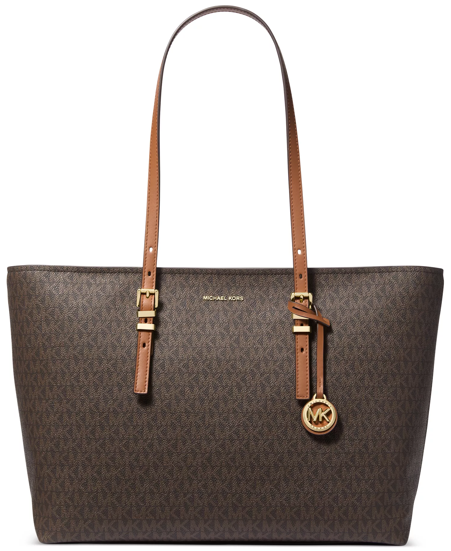 Quinn Large Signature Logo and Leather Tote MICHAEL KORS