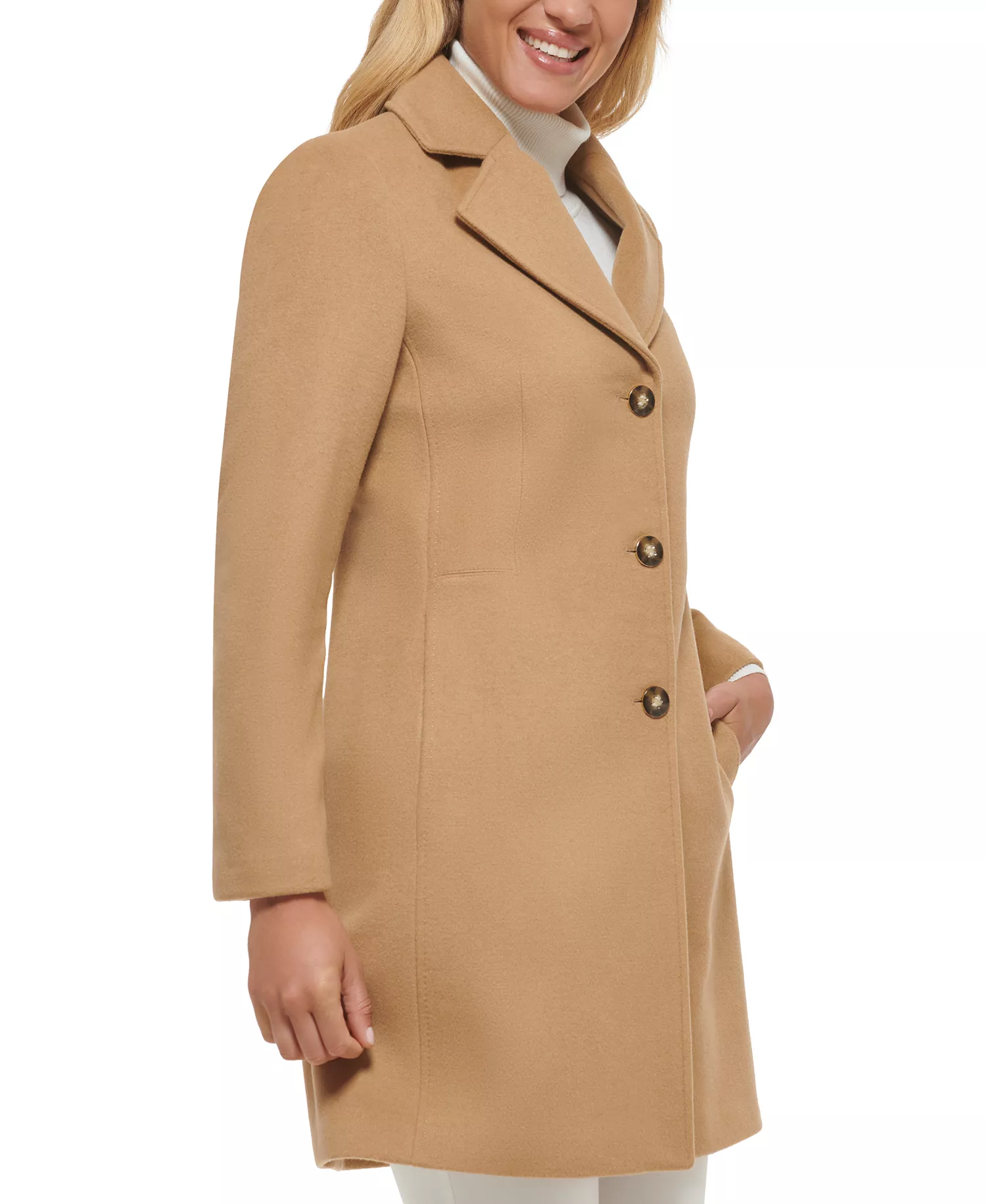Calvin Klein's Womens Single-Breasted Wool Blend Coat - Image 3