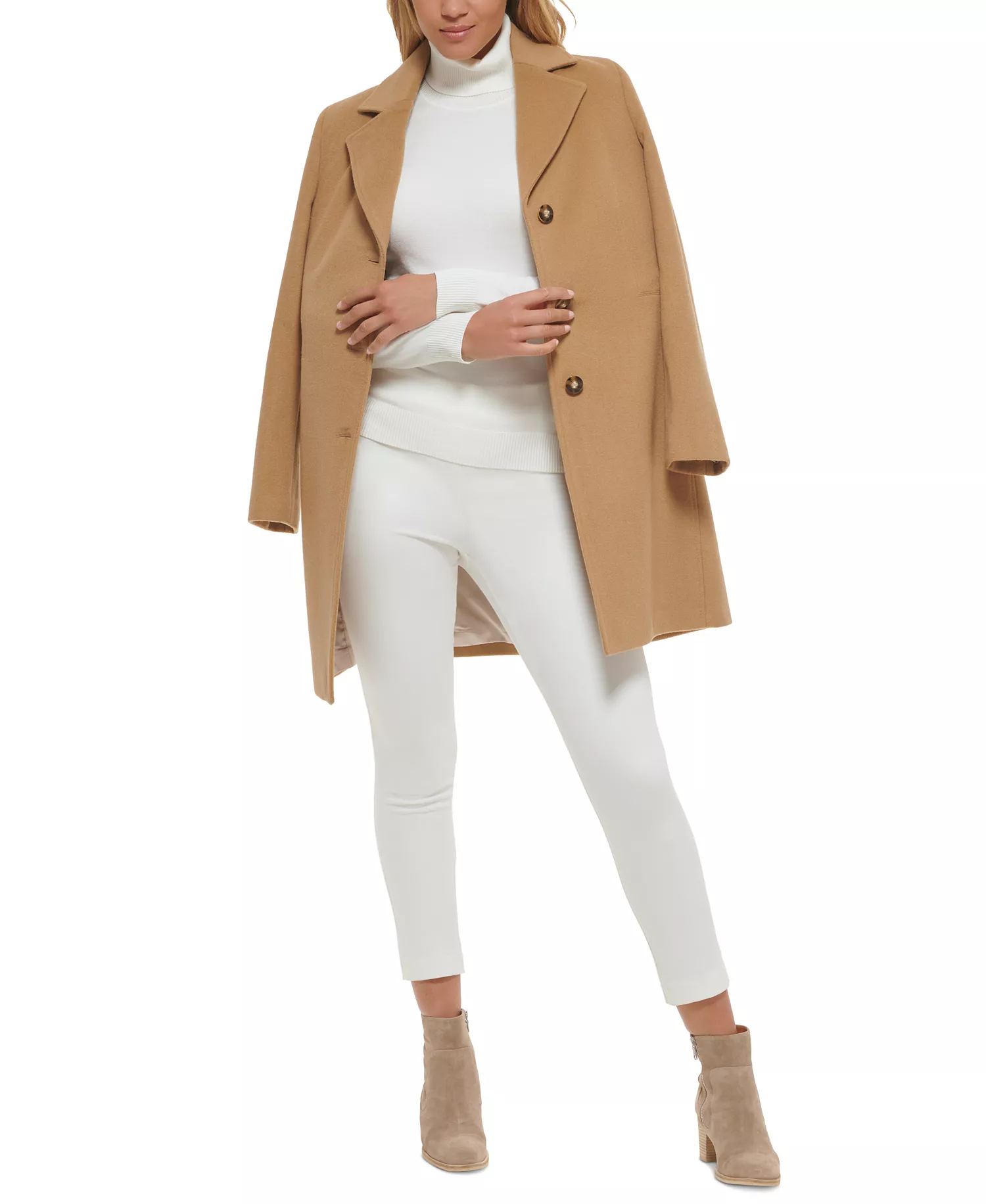 Calvin Klein's Womens Single-Breasted Wool Blend Coat - Image 4