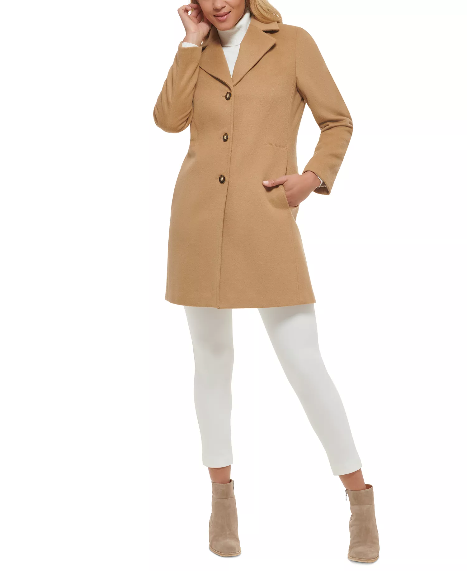 Calvin Klein's Womens Single-Breasted Wool Blend Coat - Image 5