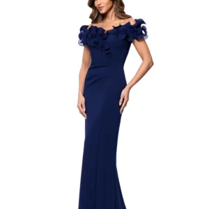 Women's Ruffled-Off-The-Shoulder Crepe Gown XSCAPE