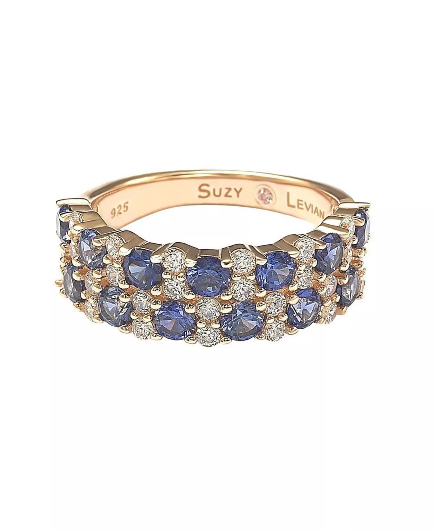 Suzy Levian Sterling Natural Sapphire & Created Sapphire Double Row Band - Image 6