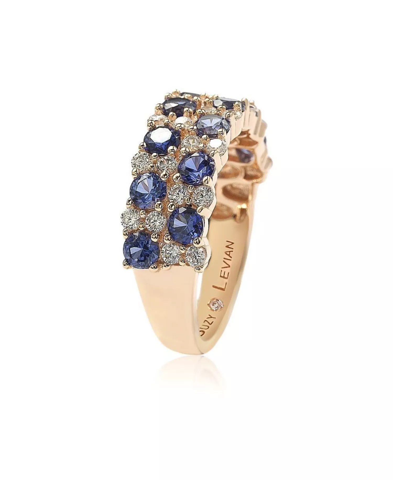 Suzy Levian Sterling Natural Sapphire & Created Sapphire Double Row Band - Image 7
