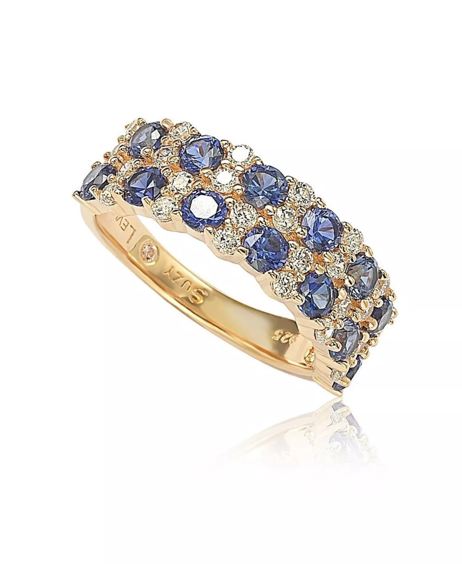 Suzy Levian Sterling Natural Sapphire & Created Sapphire Double Row Band - Image 8