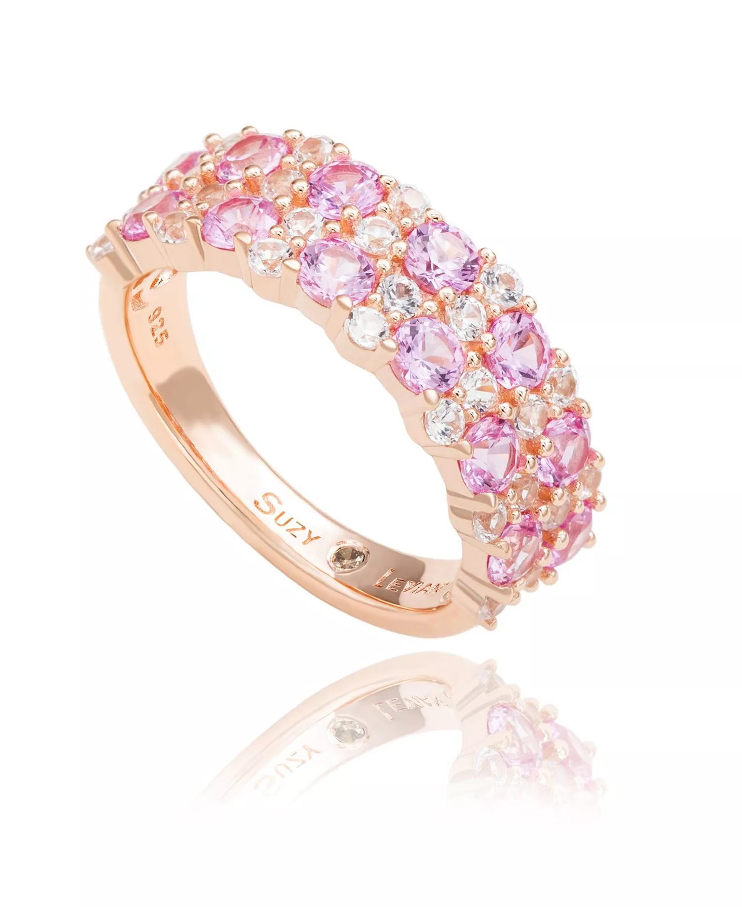 Suzy Levian Sterling Natural Sapphire & Created Sapphire Double Row Band