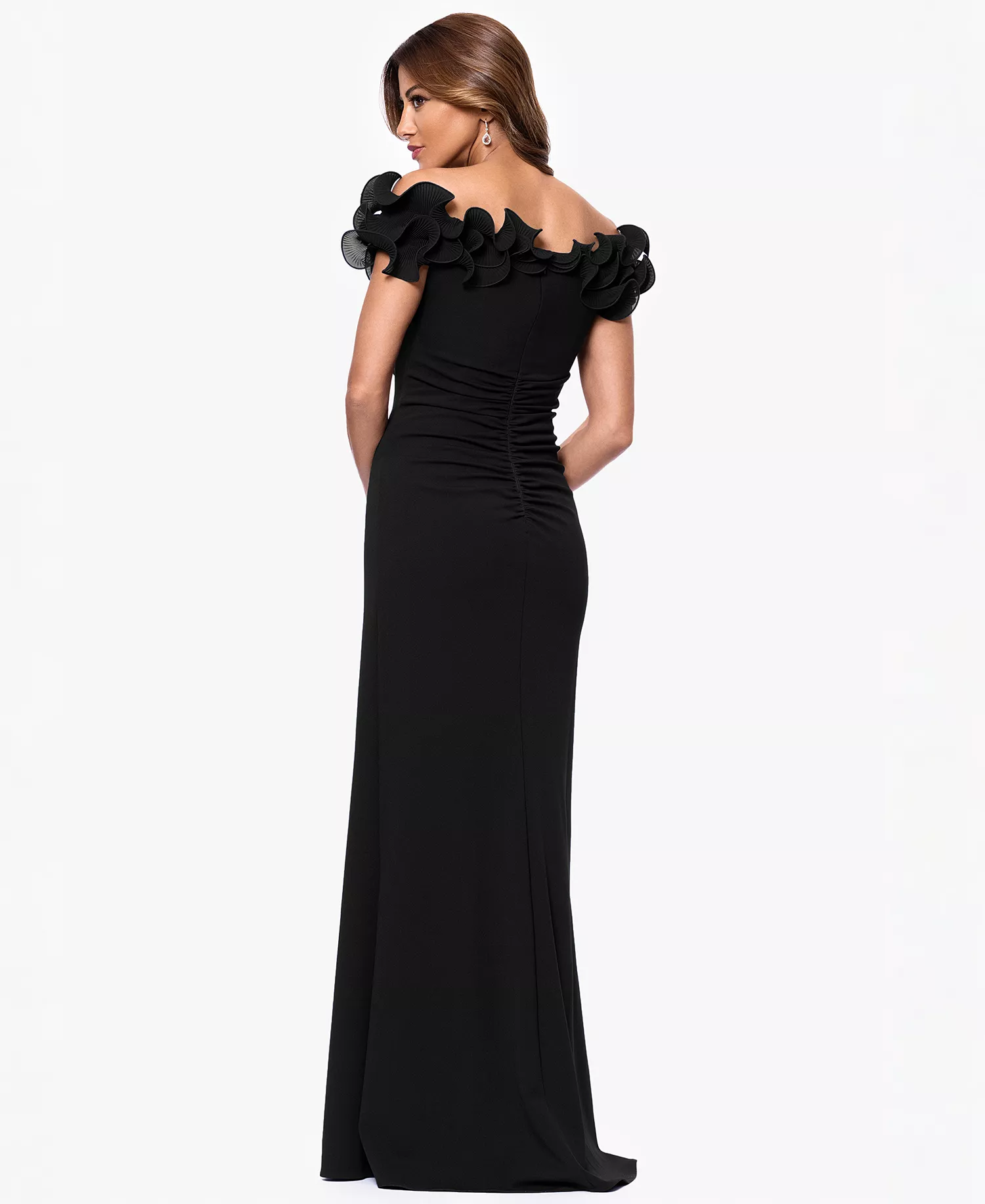 Women's Ruffled-Off-The-Shoulder Crepe Gown XSCAPE - Image 6