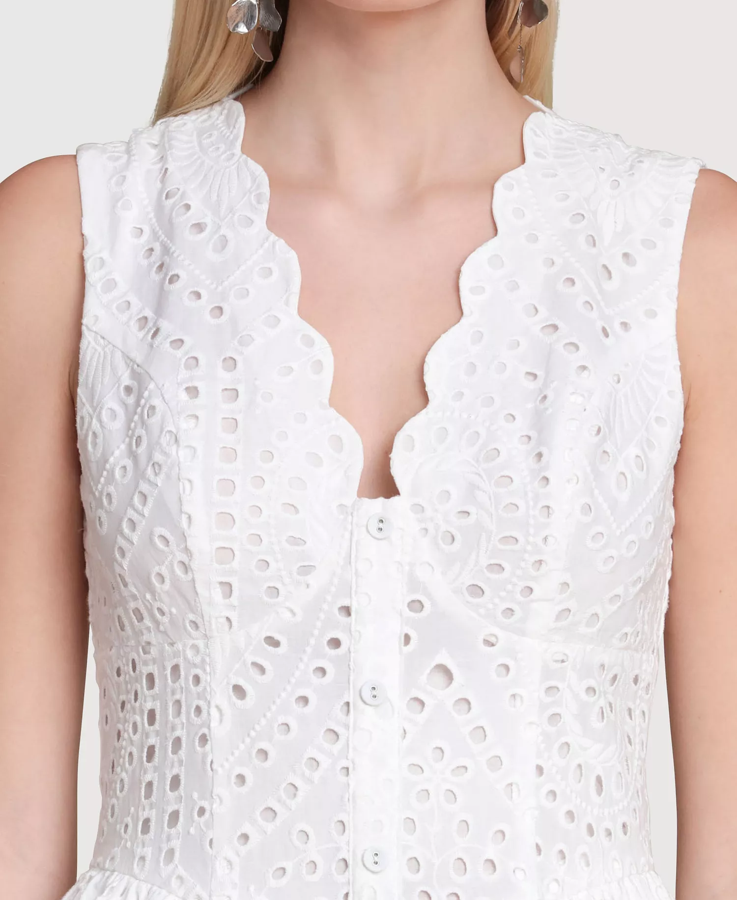 Avec Les Filles Women's Broderie Anglaise Cotton Midi Dress - Image 3