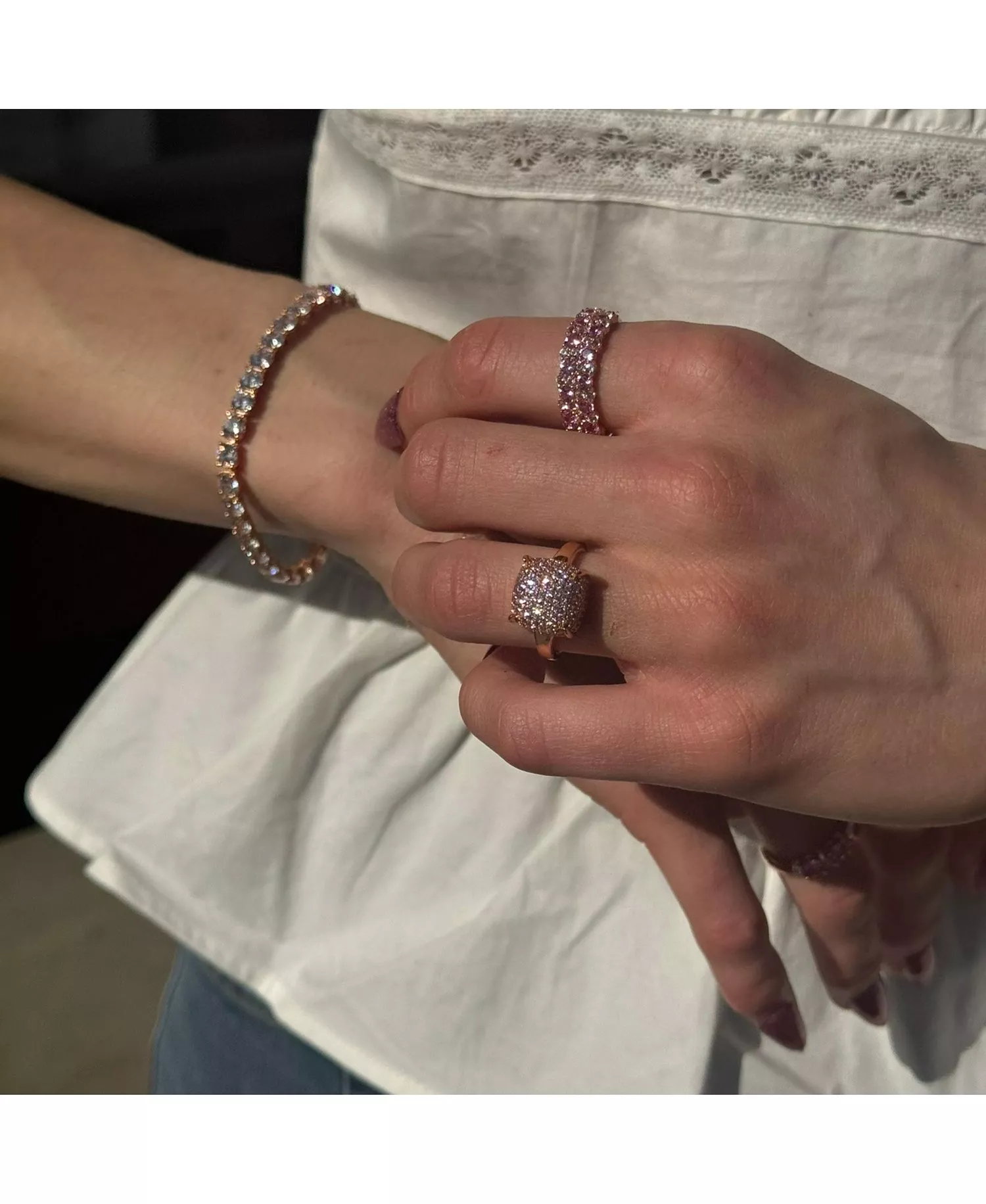 Suzy Levian Sterling Natural Sapphire & Created Sapphire Double Row Band - Image 4