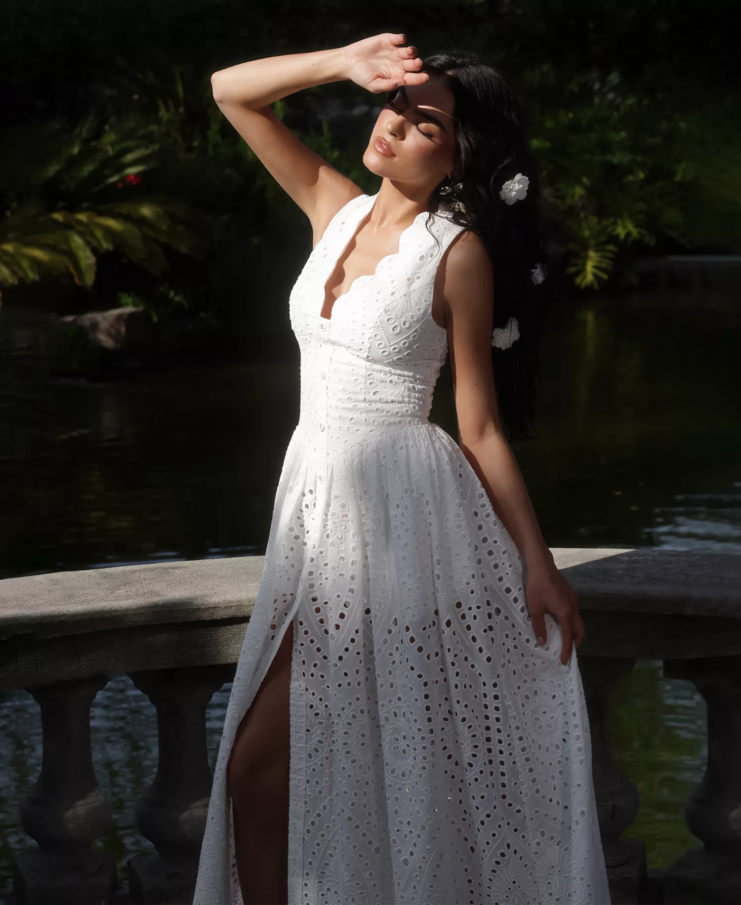 Avec Les Filles Women's Broderie Anglaise Cotton Midi Dress - Image 6
