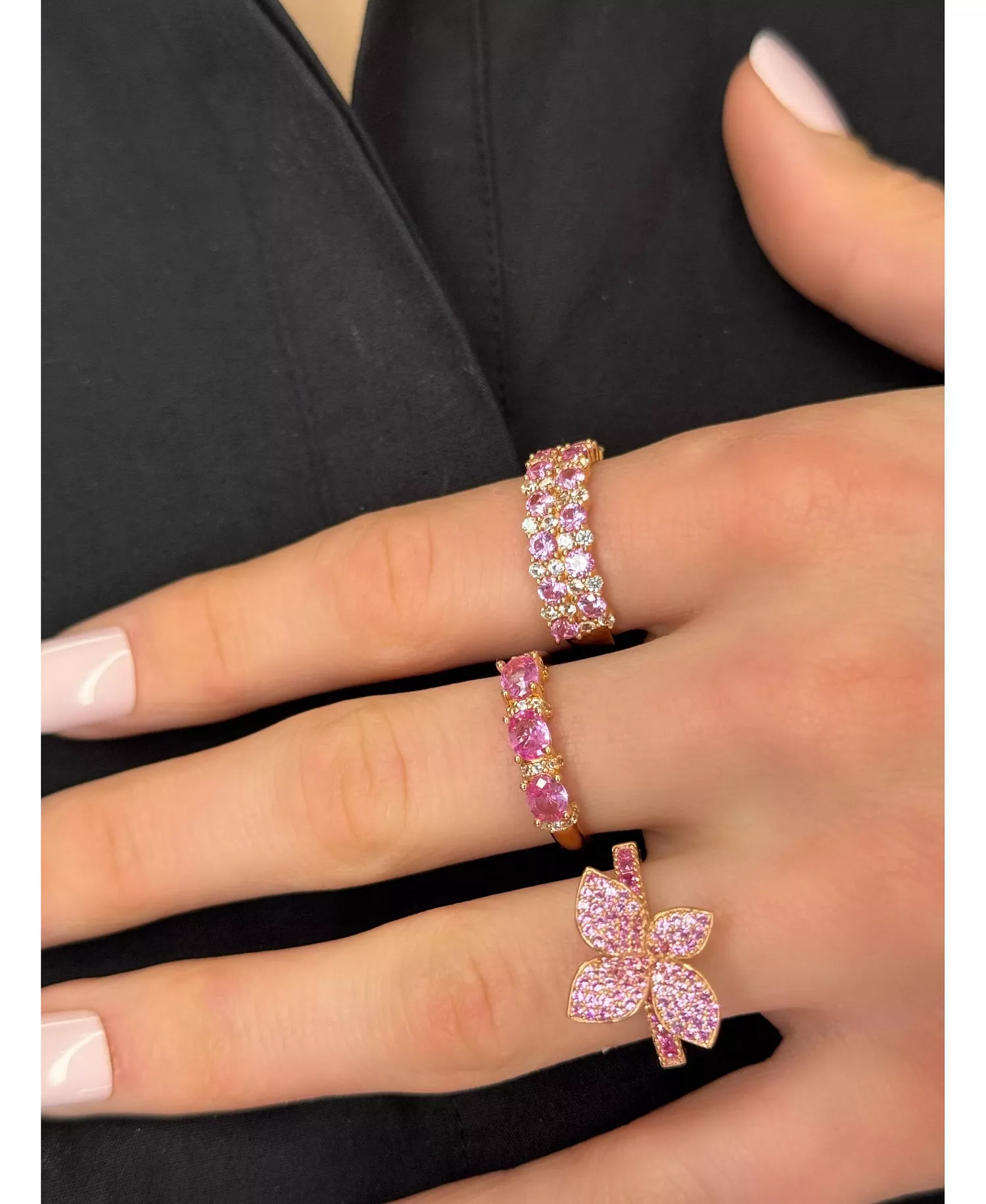 Suzy Levian Sterling Natural Sapphire & Created Sapphire Double Row Band - Image 5