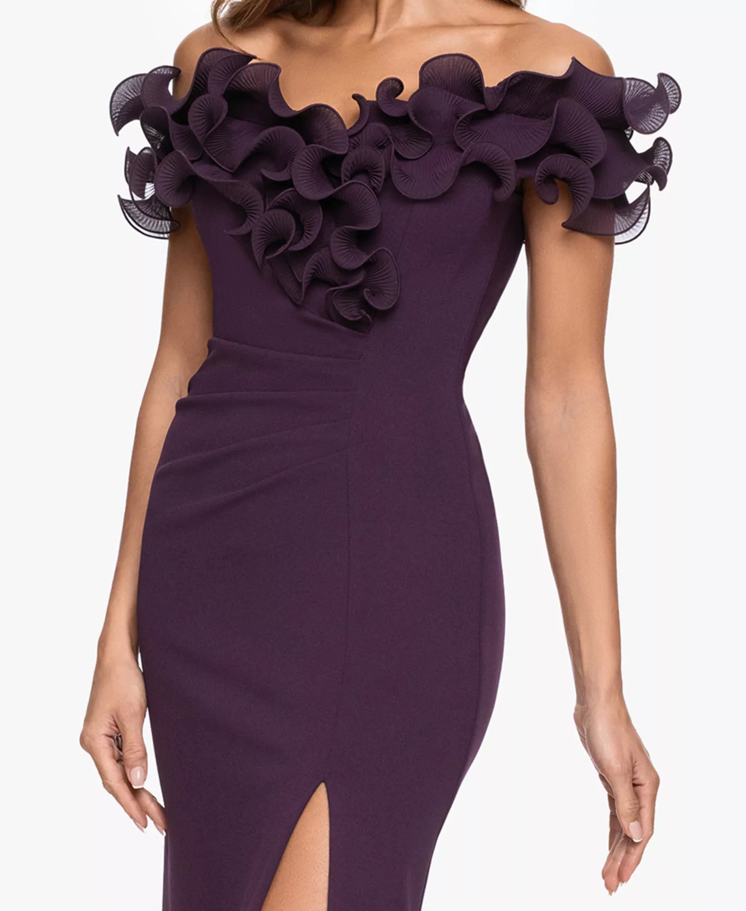 Women's Ruffled-Off-The-Shoulder Crepe Gown XSCAPE - Image 9