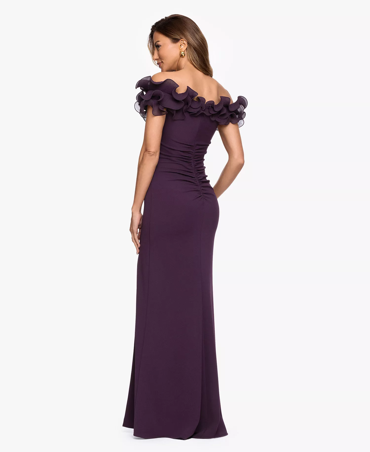 Women's Ruffled-Off-The-Shoulder Crepe Gown XSCAPE - Image 10