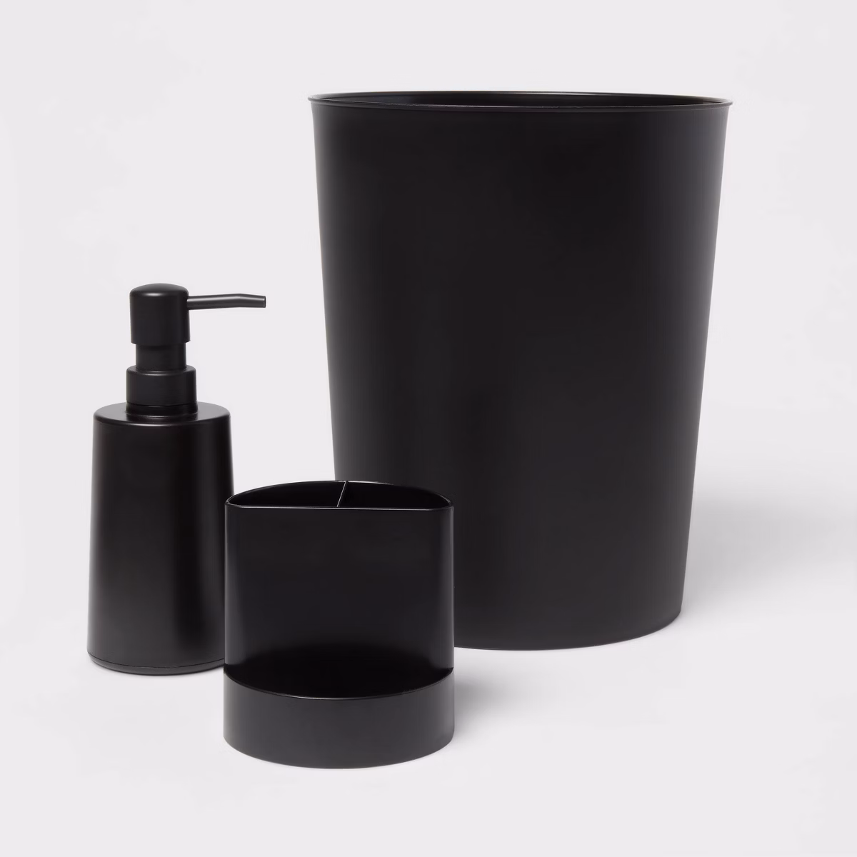 Room Essentials™- Bath Coordinates Bundle Black : Plastic Hand Washable, Includes Wastebasket & Soap Dispenser
