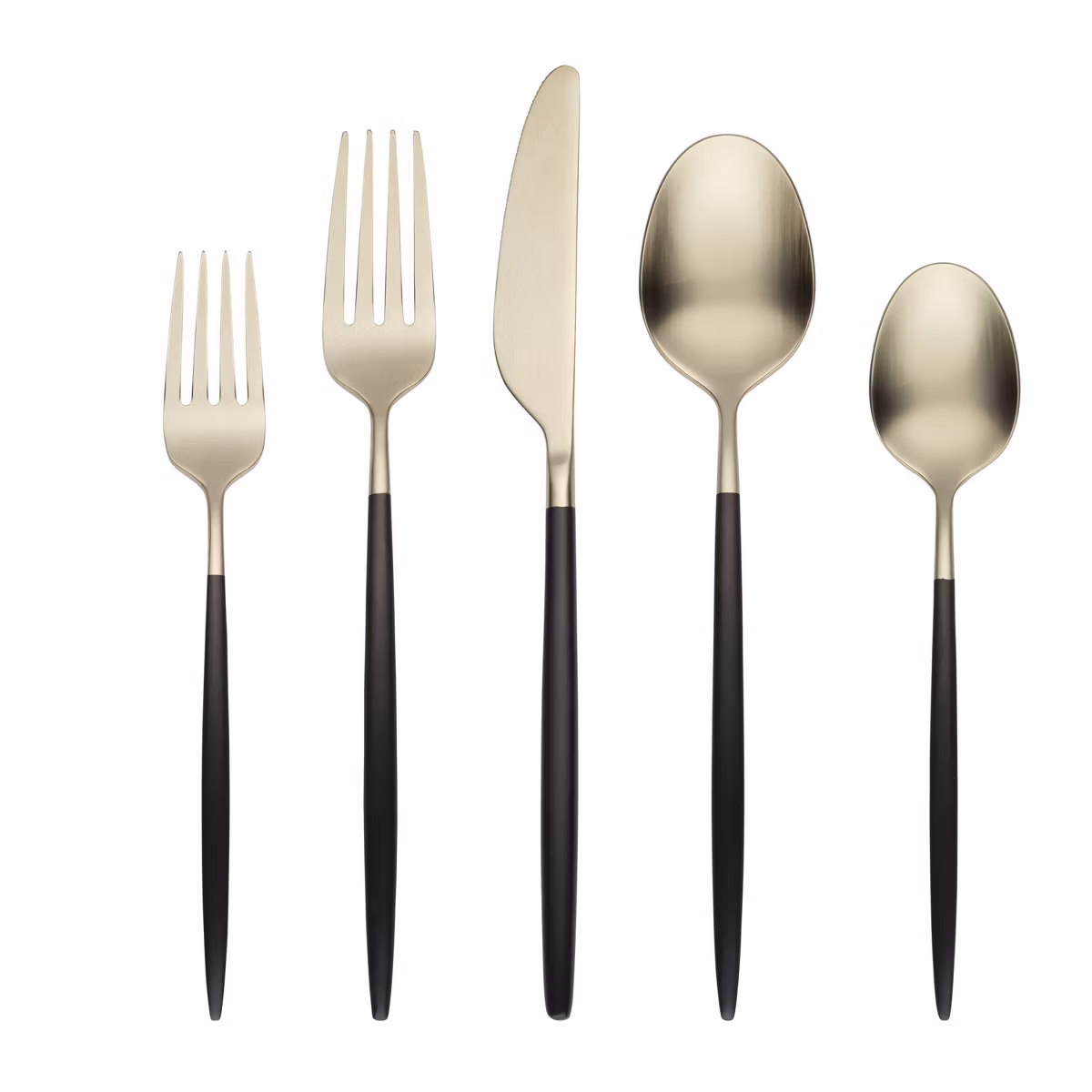 20pc Gaze Black Champagne Satin Stainless Steel Flatware Set - Cambridge Silversmiths