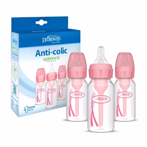 Dr. Brown's 4oz Anti-Colic Options+ Narrow Baby Bottle with Level 1 Slow Flow Nipple- 3pk