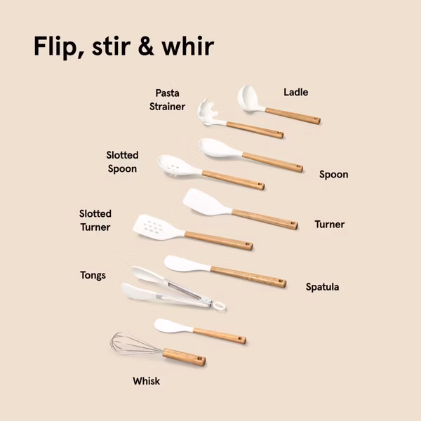 Figmint™-10pc Silicone/Acacia Kitchen Utensil Set - Image 4