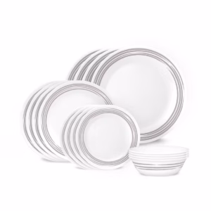 Corelle 16pc Vitrelle Brushed Silver Dinnerware Set