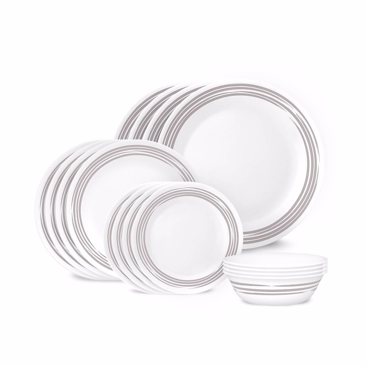 Corelle 16pc Vitrelle Brushed Silver Dinnerware Set