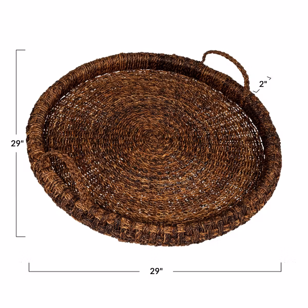 Storied Home Artisanal Bankuan Braided Tray with Handles - Image 3