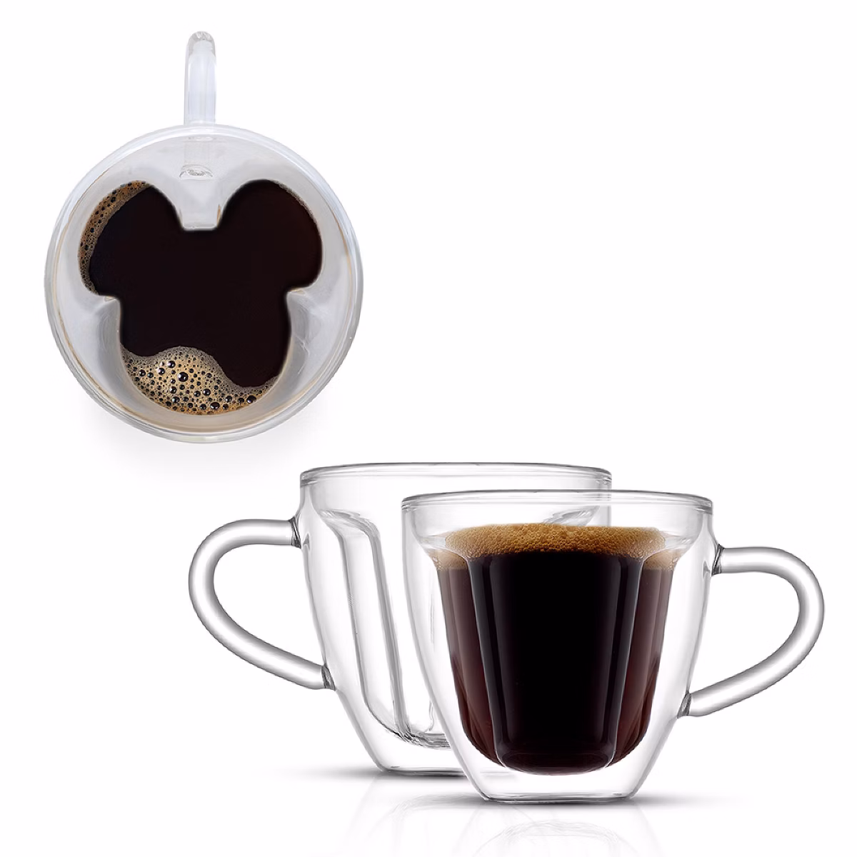 JoyJolt Disney Mickey Mouse 3D Espresso Cups - Set of 2