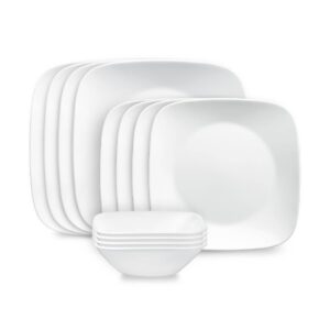 Corelle 12pc Vitrelle Pure White Dinnerware Set: Includes Plates & Bowls