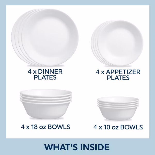 Corelle 16pc Winter Frost White Dinnerware Set - Image 3