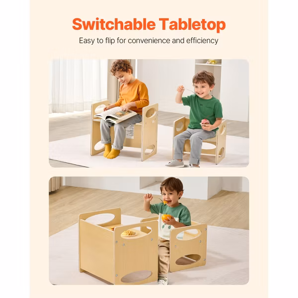 VEVOR Montessori Weaning Table and Chair Set, Wooden Toddler Table and Chair Set for Aged 1-5 - Image 4