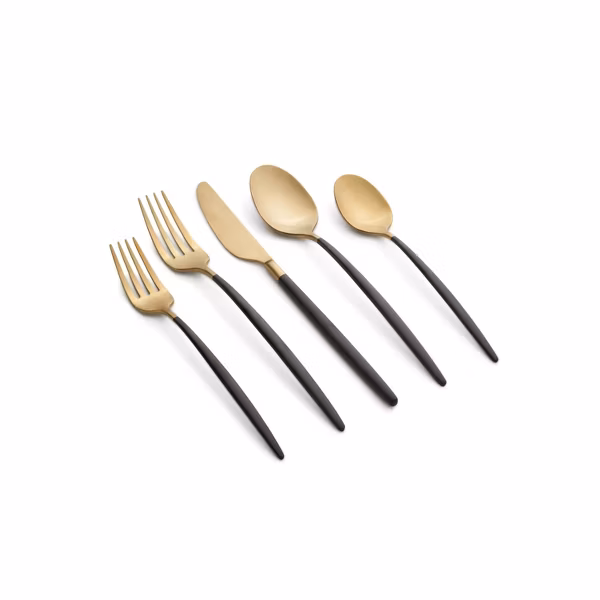 20pc Gaze Black Champagne Satin Stainless Steel Flatware Set - Cambridge Silversmiths - Image 5