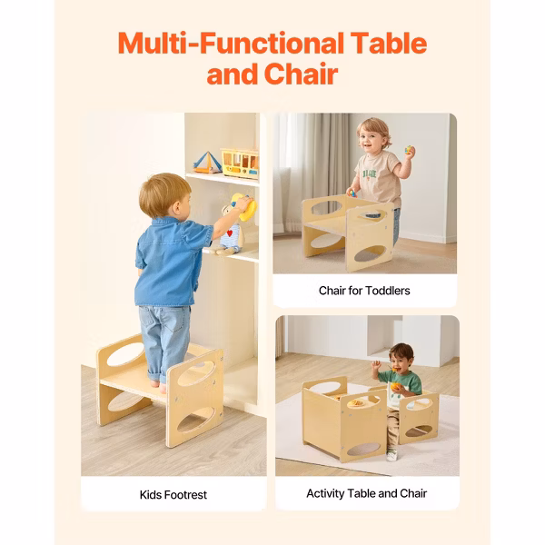 VEVOR Montessori Weaning Table and Chair Set, Wooden Toddler Table and Chair Set for Aged 1-5 - Image 6