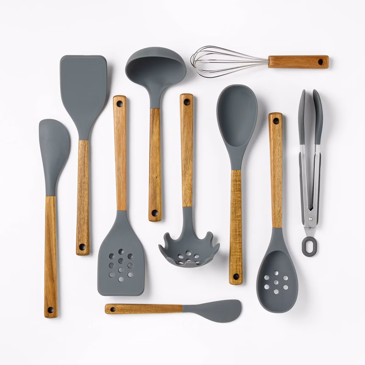 Figmint™-10pc Silicone/Acacia Kitchen Utensil Set - Image 7
