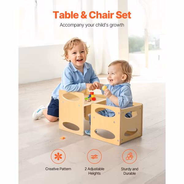 VEVOR Montessori Weaning Table and Chair Set, Wooden Toddler Table and Chair Set for Aged 1-5 - Image 3