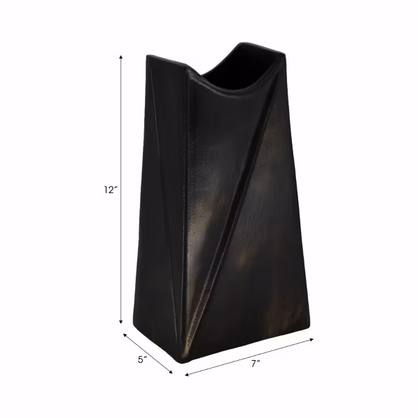 Decorative Sculptural Metal Vase ,Gunmetal & Metallic - Image 6
