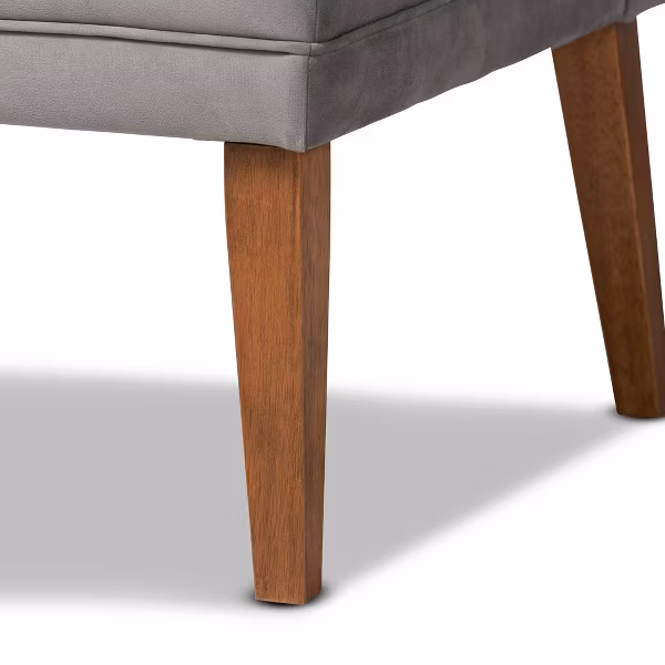 2pc Stewart Upholstered and Wood Dining Nook Banquette Set Gray/Walnut :Baxton Studio - Image 6