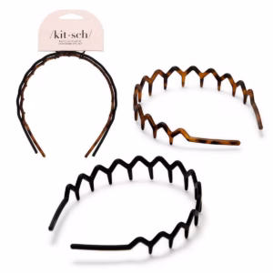 Kitsch Rabs Zig Zag Recycled Headband - Black/Tortoise - 2pk