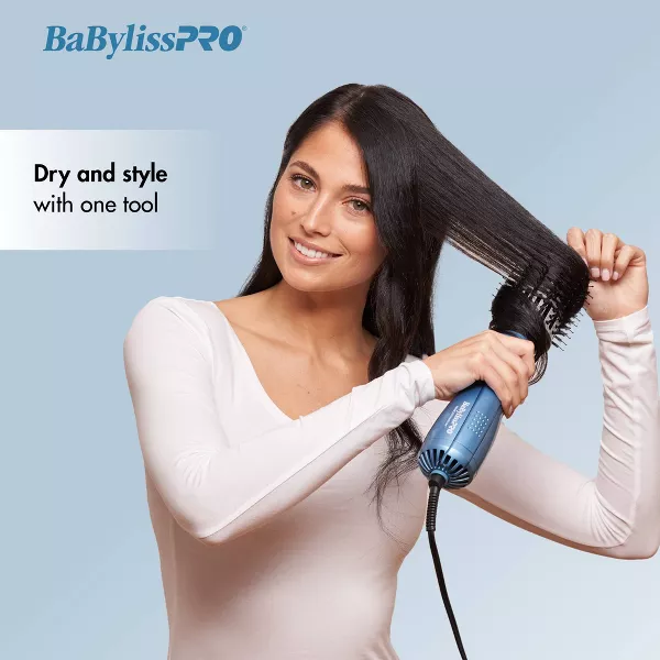 BaBylissPRO Nano Titanium 2.5" Oval Ionic Hot Air Brush Hair Dryer - Blue - 600W - Image 3