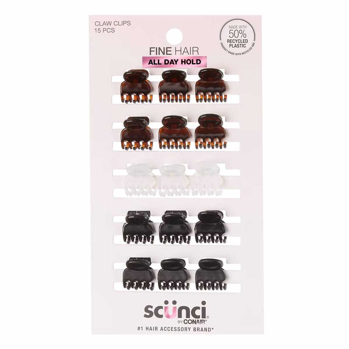 scünci No-Slip Grip Recycled Mini Claw Clips - 15pcs