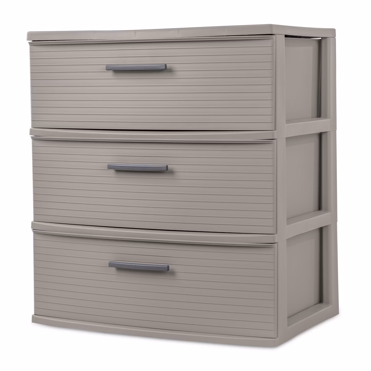 3 Drawer Wide Tower Dark Gray - Brightroom™: Plastic Storage Drawers