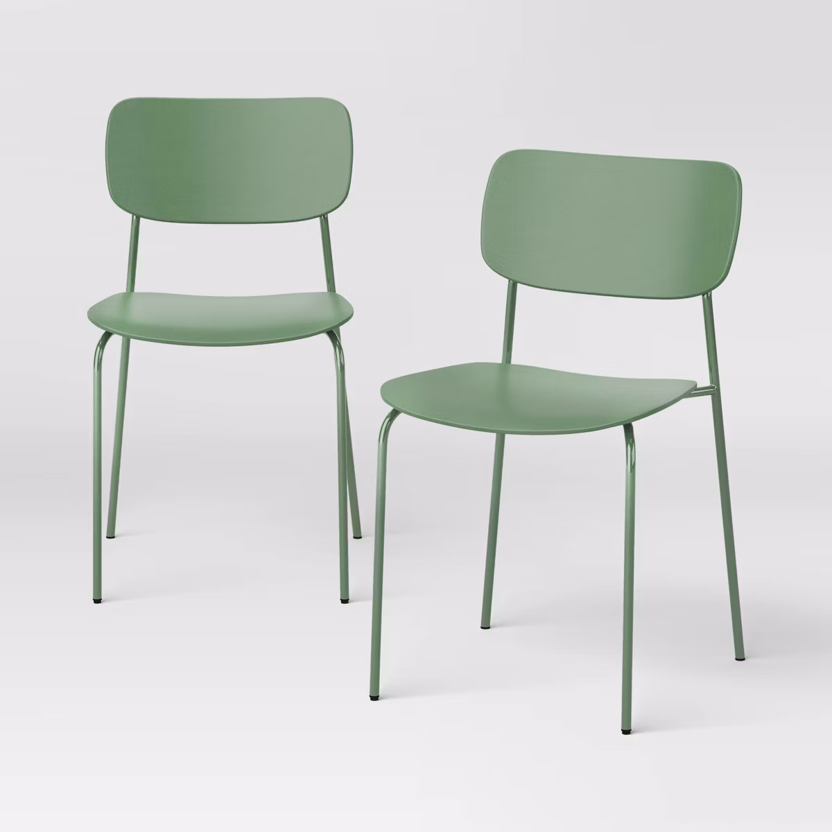 Set of 2 Molded Plastic with Metal Base Dining Chair Green - Room Essentials™