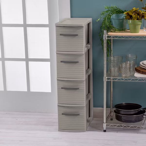 4 Drawer Skinny Tower Dark Gray - Brightroom™: Plastic Storage Drawers - Image 5