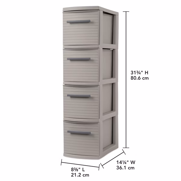 4 Drawer Skinny Tower Dark Gray - Brightroom™: Plastic Storage Drawers - Image 7