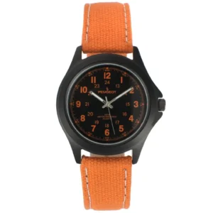Millitary Dial PVD Plated Canvas Strap Watch By Peugeot