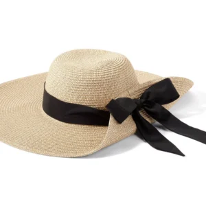 Facesaver Wide Brim Straw Hat with Scarf - Lands' End