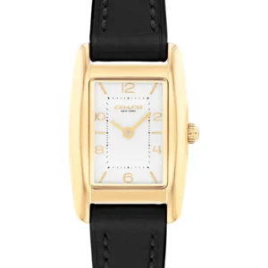 COACH - Saddle Rectangular Leather Strap Watch